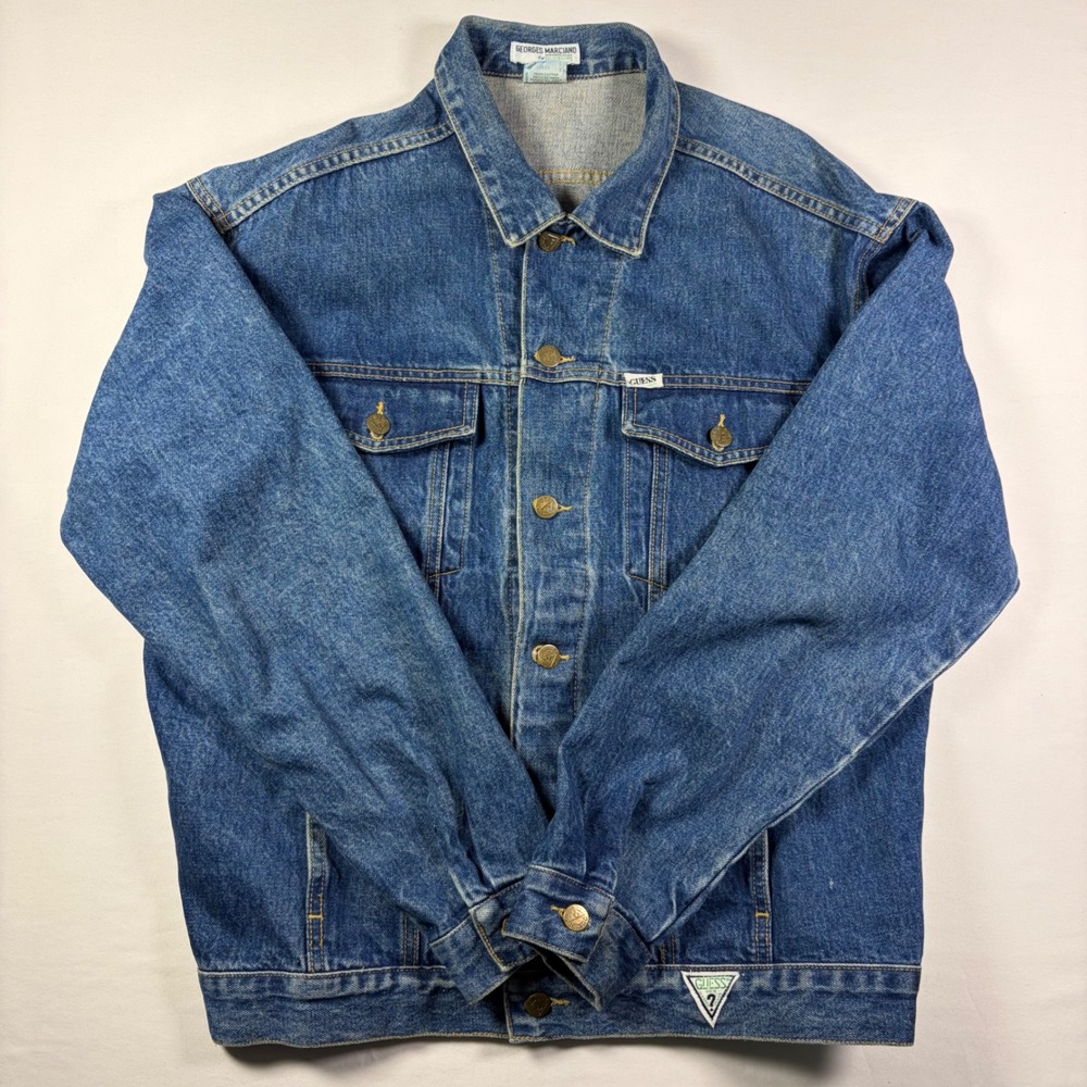 Guess Denim Jacket Georges Marciano Grunge Urban Americana Vintage 90s Mens XL